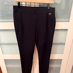 Tahari Black Ponte Skinny Pants with Zip Pockets